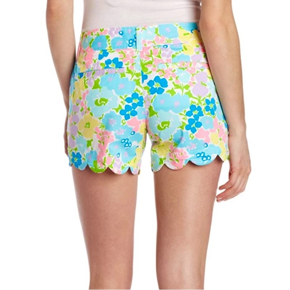 Lilly Pulitzer Spring Fling Buttercup Pastel Floral Scalloped Shorts Size 4